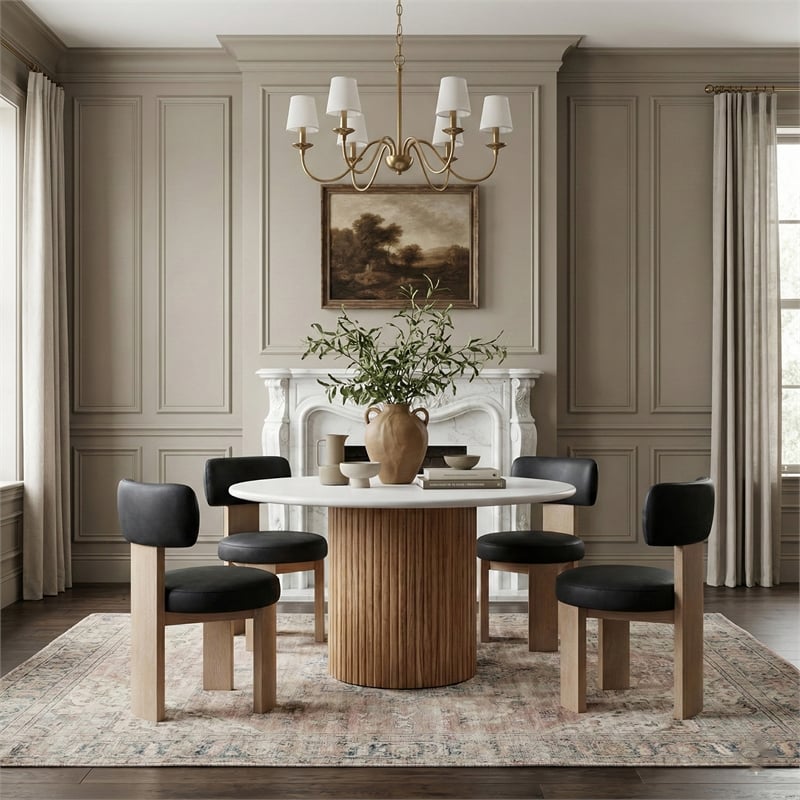 Meridian Furniture Atelier Black Vegan Leather Dining Chair (Set of 2)