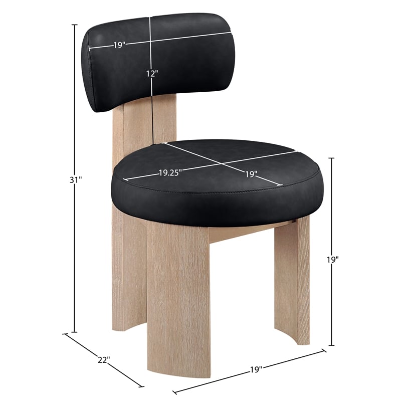 Meridian Furniture Atelier Black Vegan Leather Dining Chair (Set of 2)