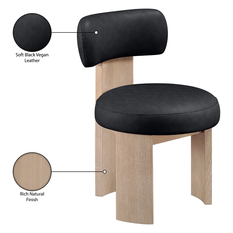 Meridian Furniture Atelier Black Vegan Leather Dining Chair (Set of 2)