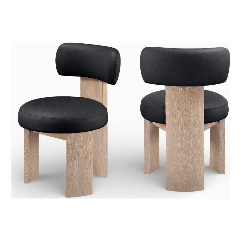 Meridian Furniture Atelier Black Vegan Leather Dining Chair (Set of 2)