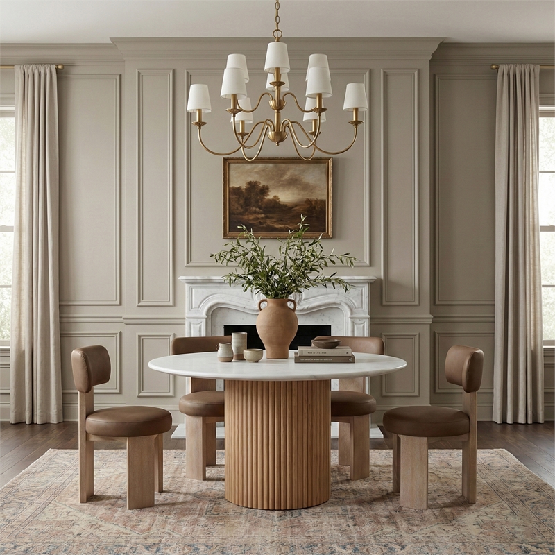 Meridian Furniture Atelier Brown Vegan Leather Dining Chair (Set of 2)