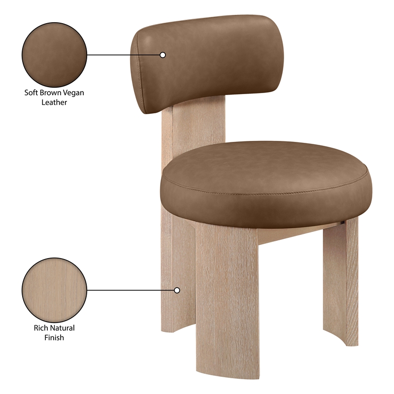 Meridian Furniture Atelier Brown Vegan Leather Dining Chair (Set of 2)