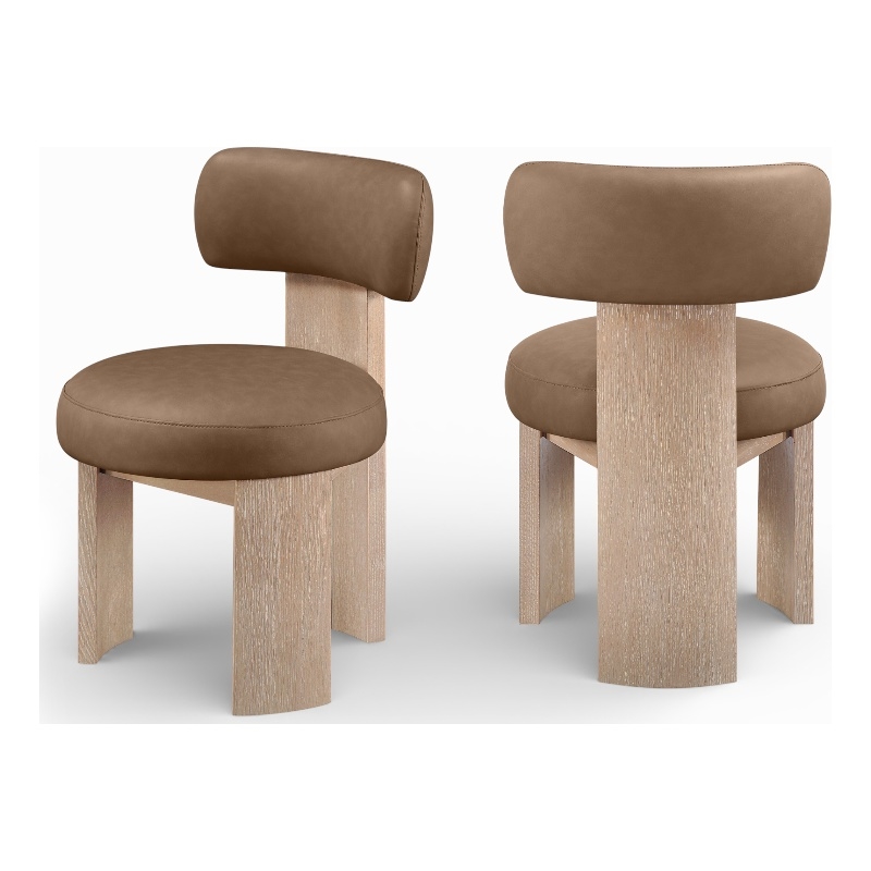 Meridian Furniture Atelier Brown Vegan Leather Dining Chair (Set of 2)