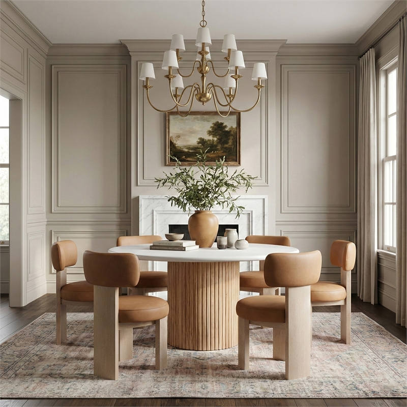 Meridian Furniture Atelier Cognac Vegan Leather Dining Chair (Set of 2)