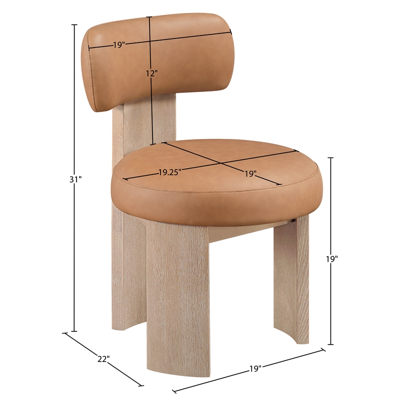 Meridian Furniture Atelier Cognac Vegan Leather Dining Chair (Set of 2)