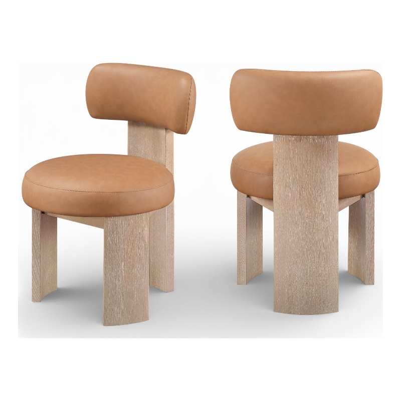 Meridian Furniture Atelier Cognac Vegan Leather Dining Chair (Set of 2)