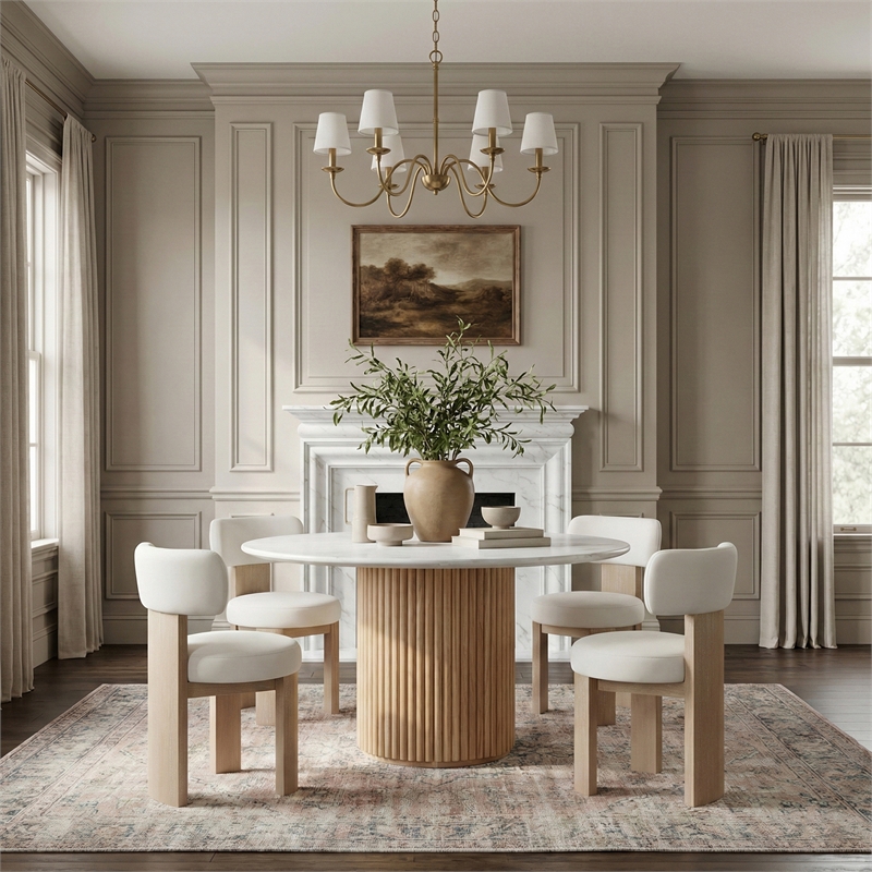 Meridian Furniture Atelier Cream Vegan Leather Dining Chair (Set of 2)