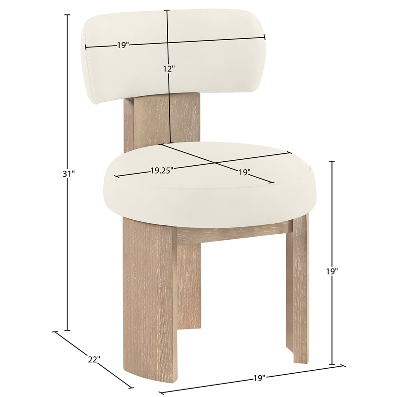 Meridian Furniture Atelier Cream Vegan Leather Dining Chair (Set of 2)