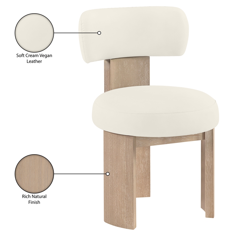 Meridian Furniture Atelier Cream Vegan Leather Dining Chair (Set of 2)