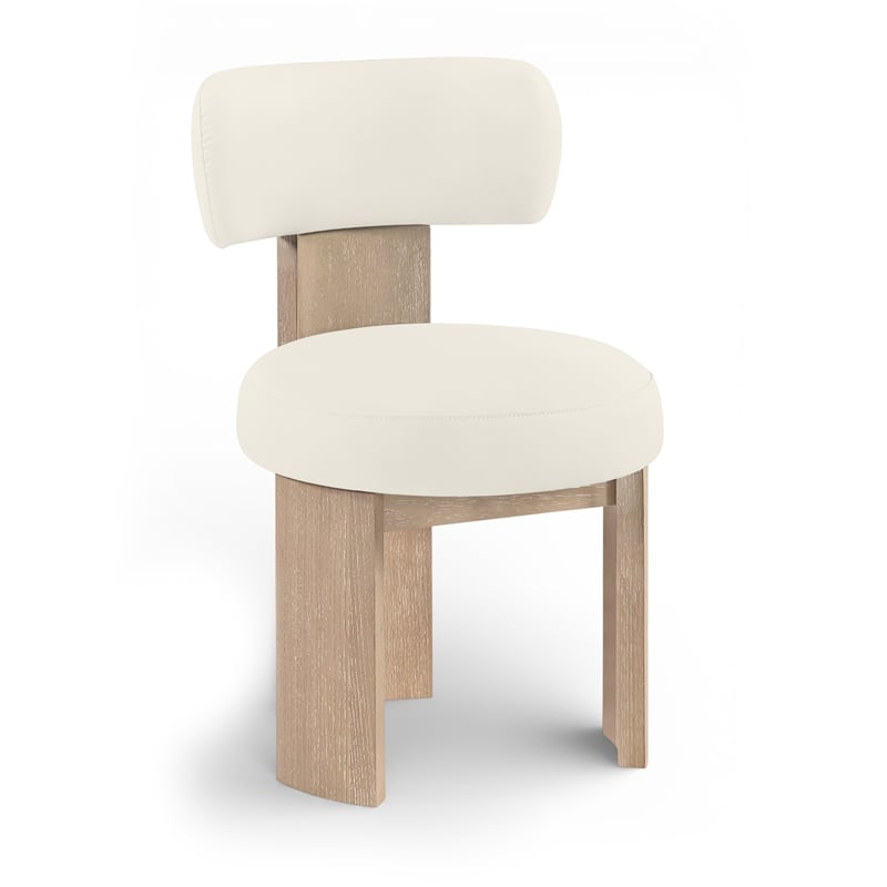 Meridian Furniture Atelier Cream Vegan Leather Dining Chair (Set of 2)