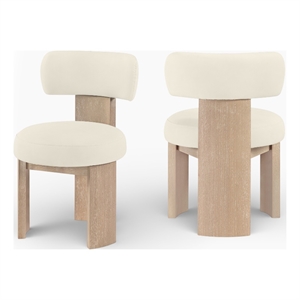 Meridian Furniture Atelier Cream Vegan Leather Dining Chair (Set of 2)