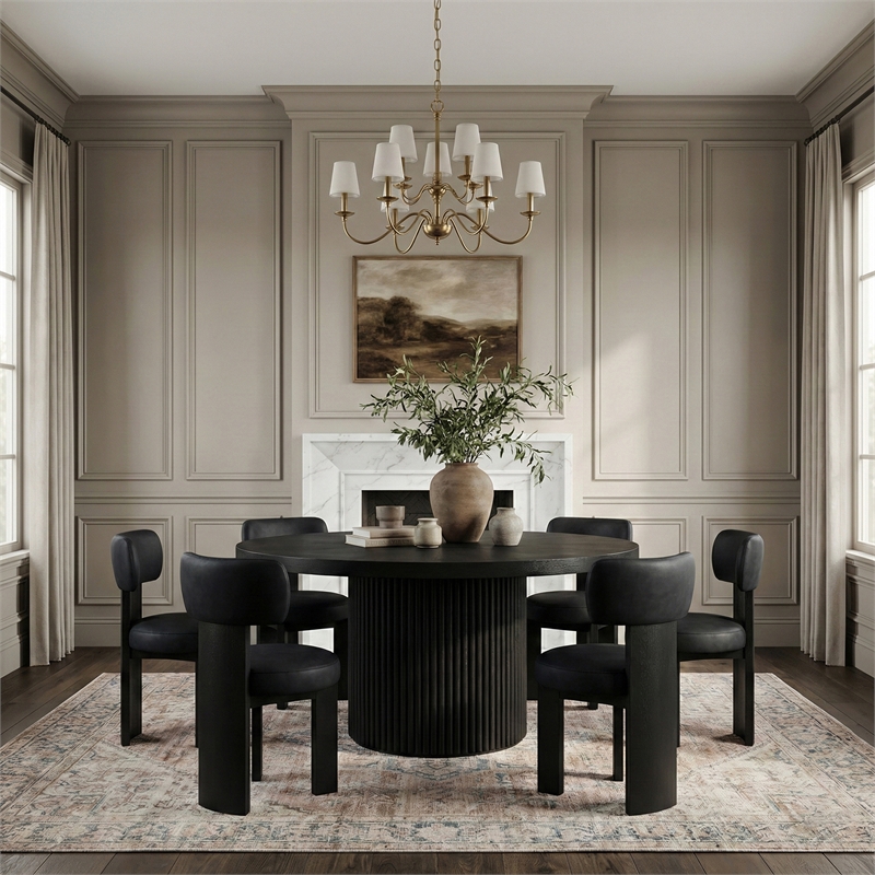 Meridian Furniture Atelier Black Vegan Leather Dining Chair (Set of 2)