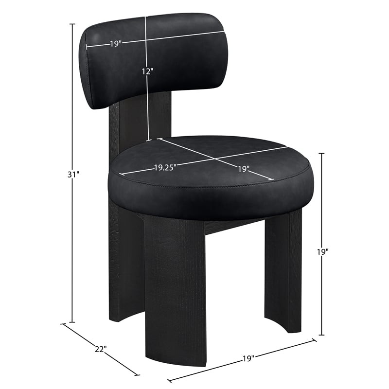 Meridian Furniture Atelier Black Vegan Leather Dining Chair (Set of 2)