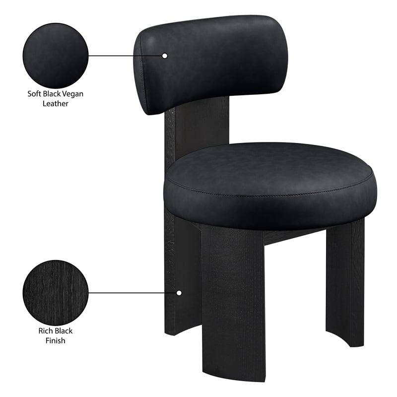Meridian Furniture Atelier Black Vegan Leather Dining Chair (Set of 2)