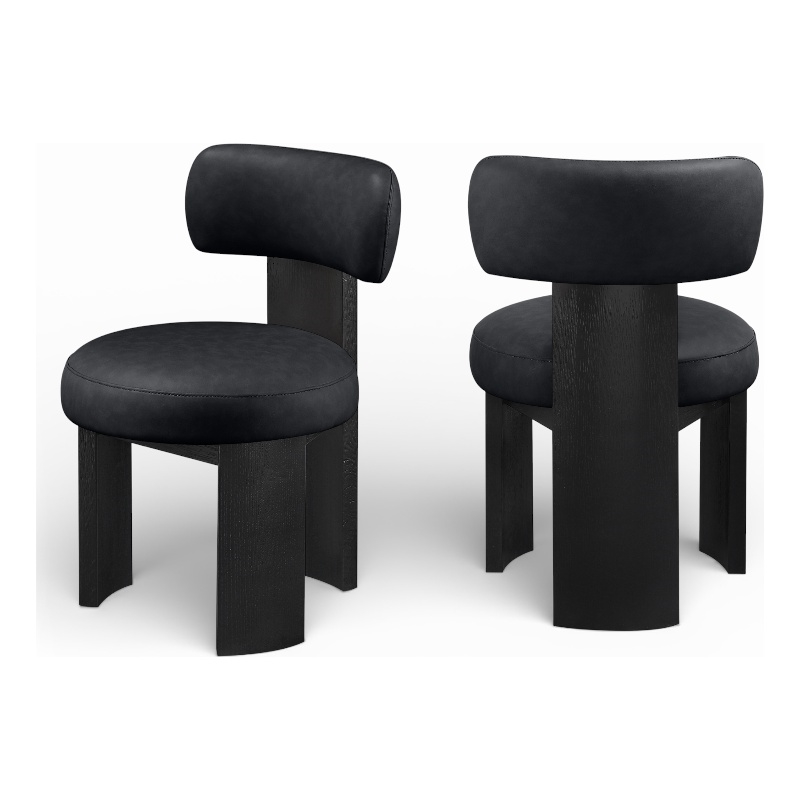Meridian Furniture Atelier Black Vegan Leather Dining Chair (Set of 2)