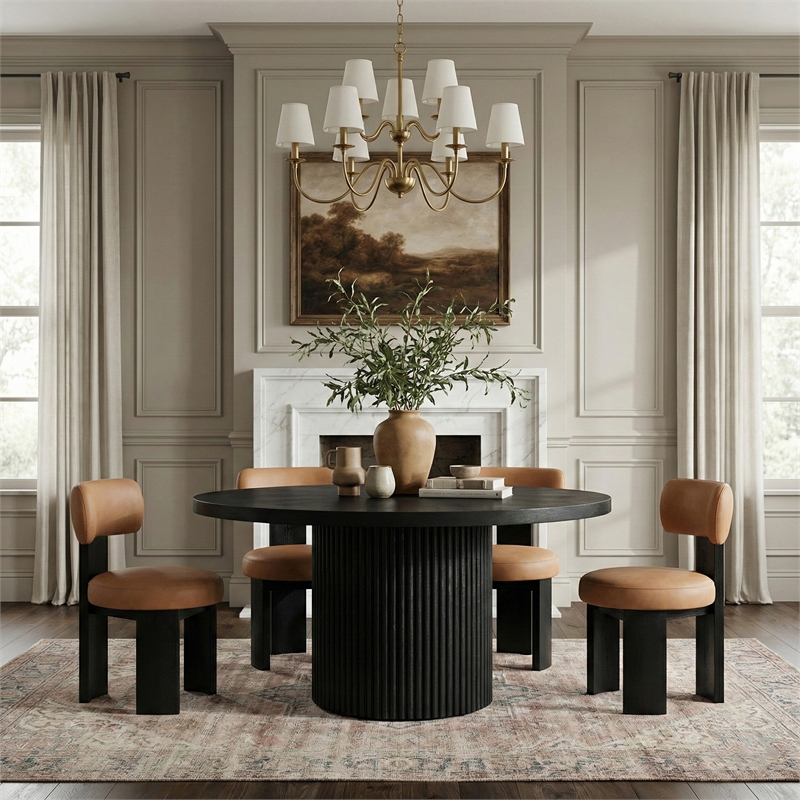 Meridian Furniture Atelier Cognac Vegan Leather Dining Chair (Set of 2)