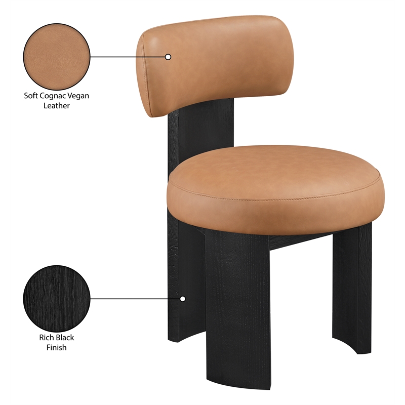 Meridian Furniture Atelier Cognac Vegan Leather Dining Chair (Set of 2)