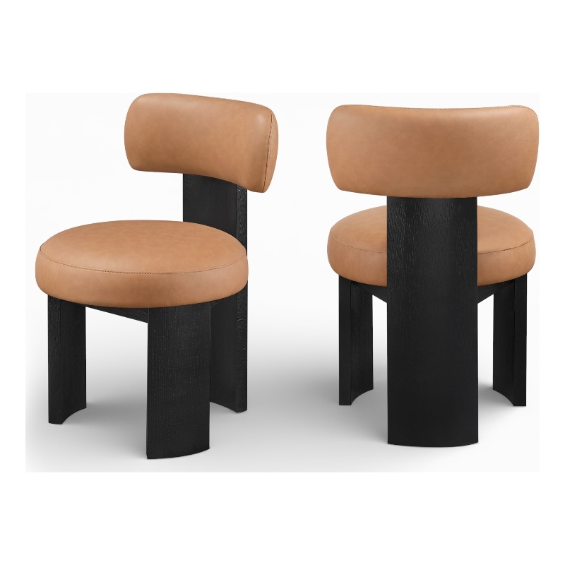 Meridian Furniture Atelier Cognac Vegan Leather Dining Chair (Set of 2)