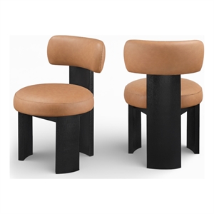 Meridian Furniture Atelier Cognac Vegan Leather Dining Chair (Set of 2)