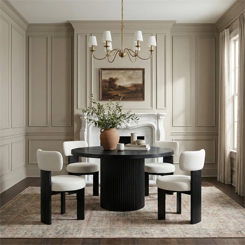 Meridian Furniture Atelier Cream Vegan Leather Dining Chair (Set of 2)