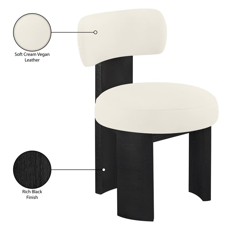 Meridian Furniture Atelier Cream Vegan Leather Dining Chair (Set of 2)