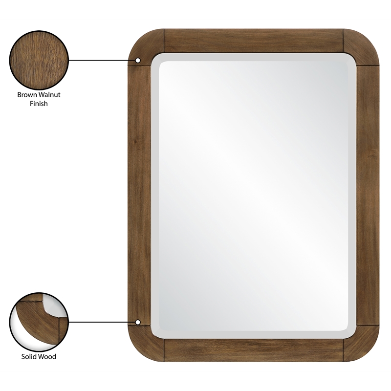 Meridian Furniture Tiberio Brown Solid Wood Mirror