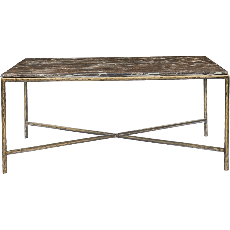 Meridian Furniture Valen Brown Marble And Iron Coffee Table