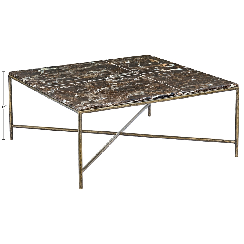 Meridian Furniture Valen Brown Marble And Iron Coffee Table