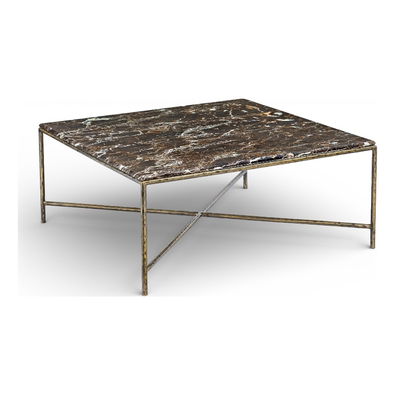 Meridian Furniture Valen Brown Marble And Iron Coffee Table