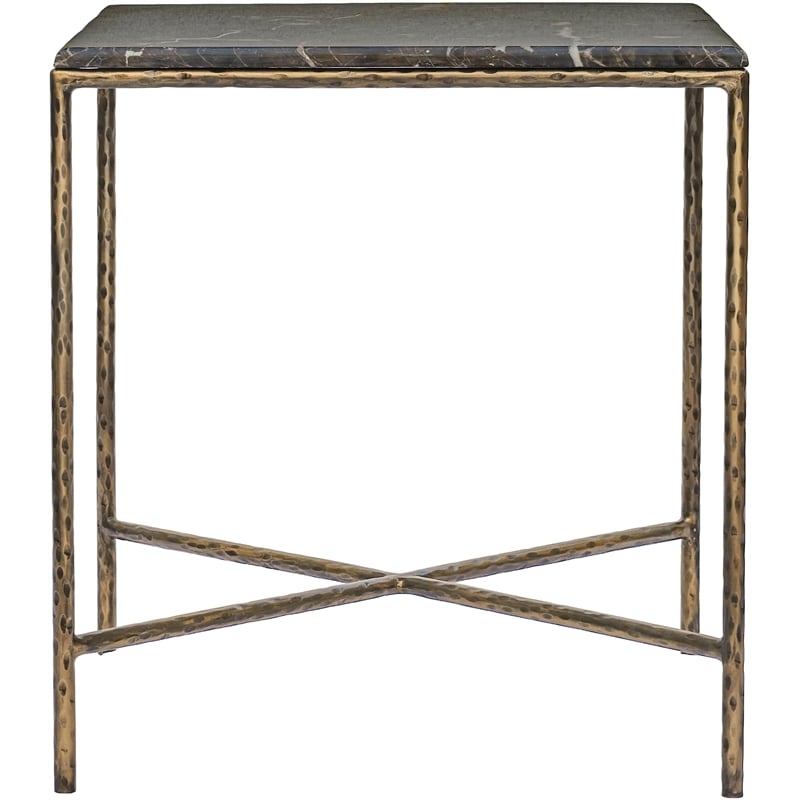 Meridian Furniture Valen Brown Marble And Iron End Table
