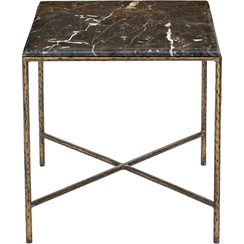 Meridian Furniture Valen Brown Marble And Iron End Table