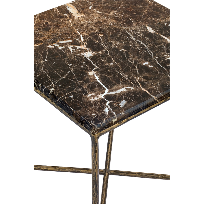 Meridian Furniture Valen Brown Marble And Iron End Table