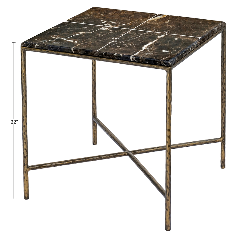 Meridian Furniture Valen Brown Marble And Iron End Table