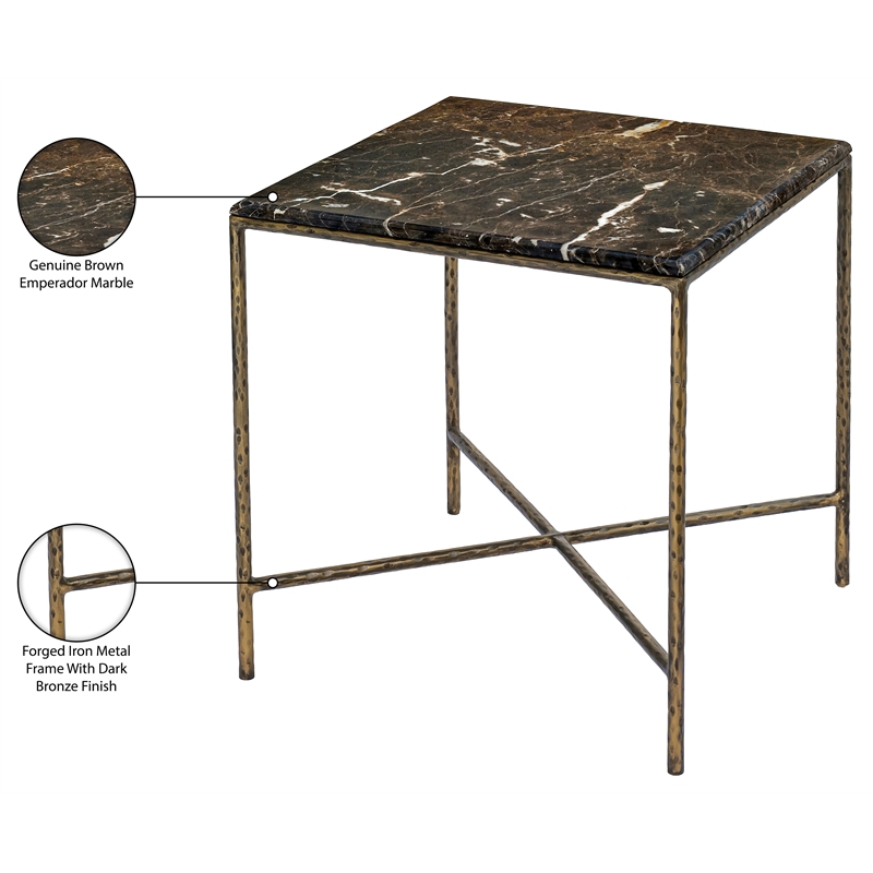 Meridian Furniture Valen Brown Marble And Iron End Table