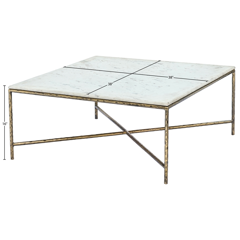 Meridian Furniture Valen White Marble And Iron Coffee Table