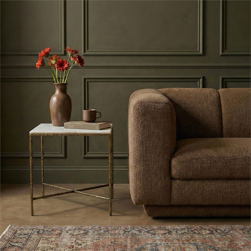 Meridian Furniture Valen White Marble And Iron End Table