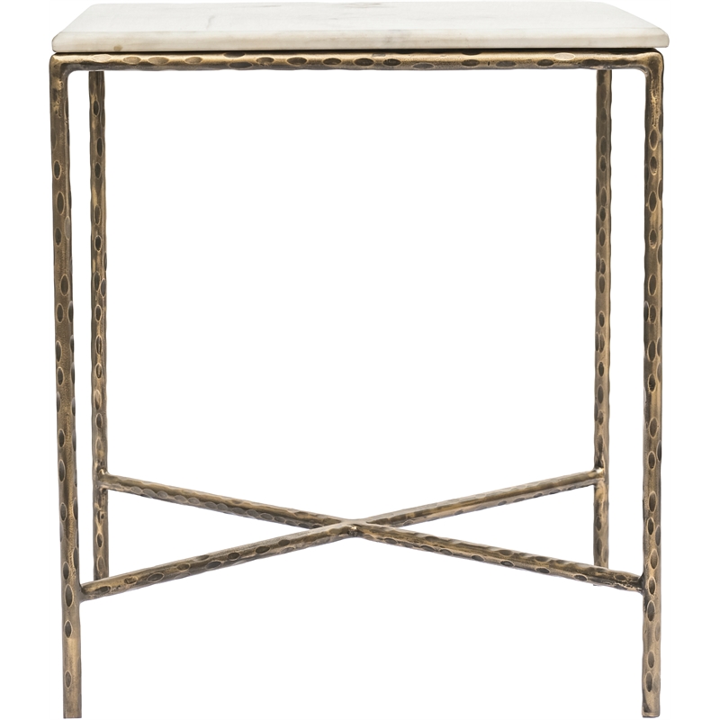 Meridian Furniture Valen White Marble And Iron End Table