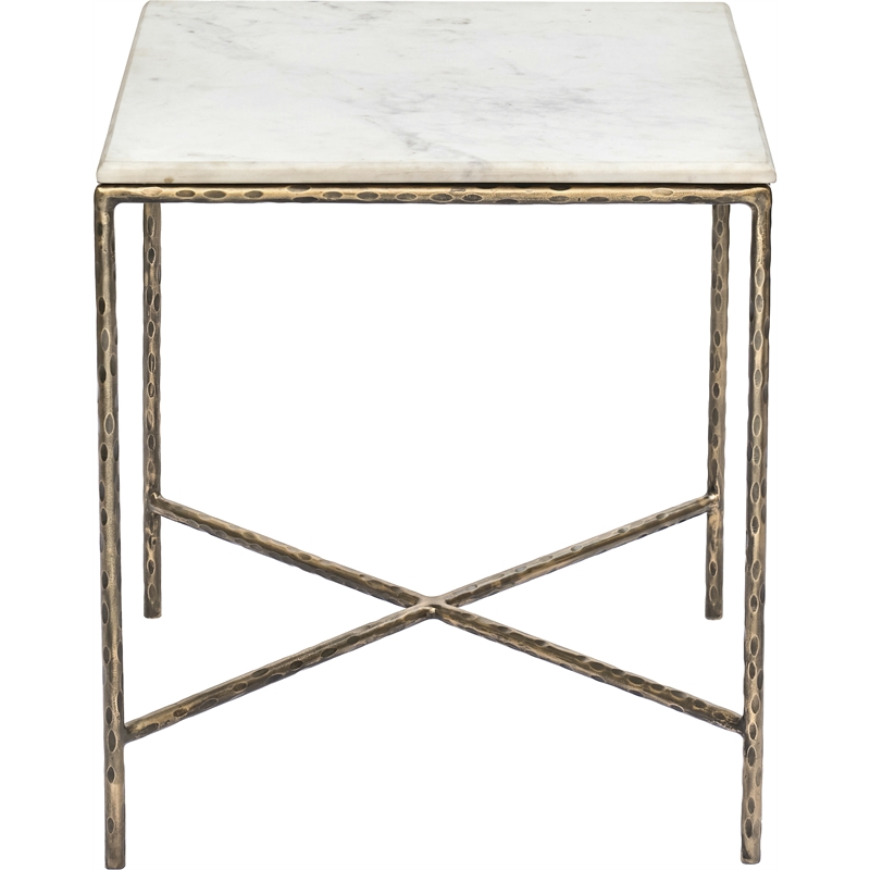 Meridian Furniture Valen White Marble And Iron End Table