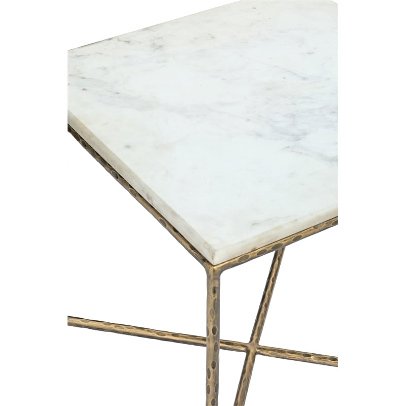 Meridian Furniture Valen White Marble And Iron End Table