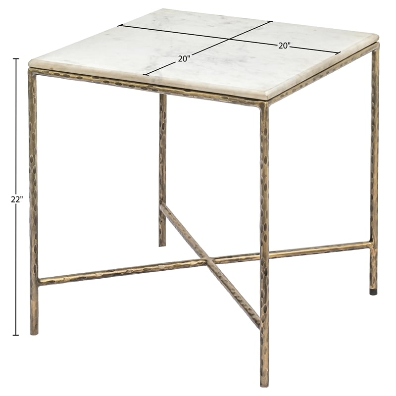 Meridian Furniture Valen White Marble And Iron End Table
