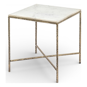 Meridian Furniture Valen White Marble And Iron End Table