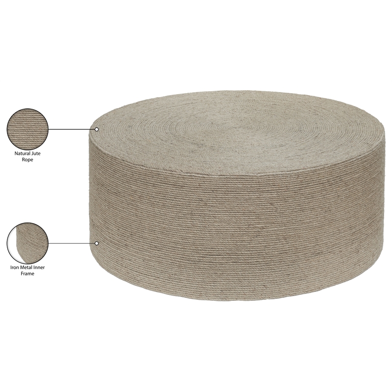 Meridian Furniture Meadow Natural Jute Coffee Table