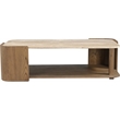 Meridian Furniture Calabria Beige Marble And Brown Oak Wood Coffee Table