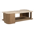 Meridian Furniture Calabria Beige Marble And Brown Oak Wood Coffee Table