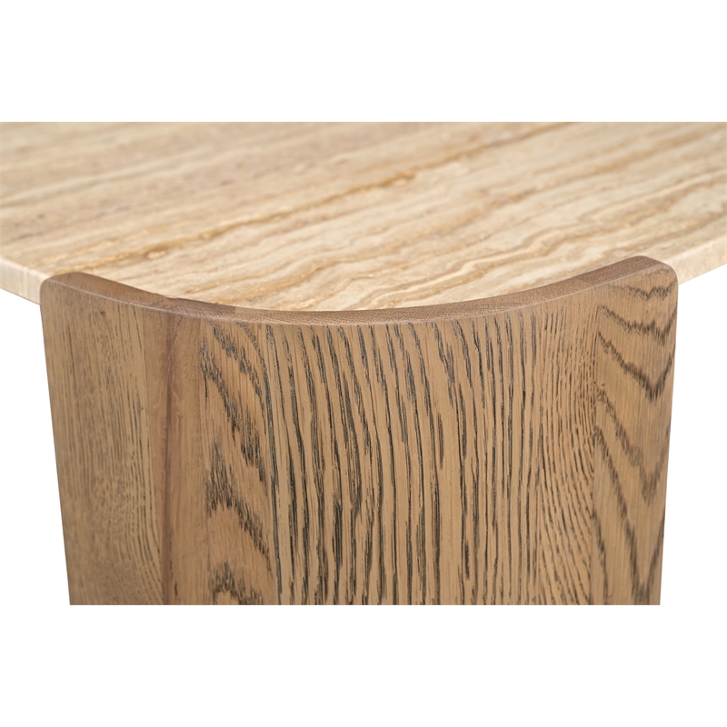 Meridian Furniture Calabria Beige Marble And Brown Oak Wood End Table