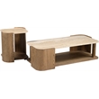 Meridian Furniture Calabria Beige Marble And Brown Oak Wood End Table