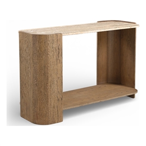 Meridian Furniture Calabria Beige Marble And Brown Oak Wood Console Table