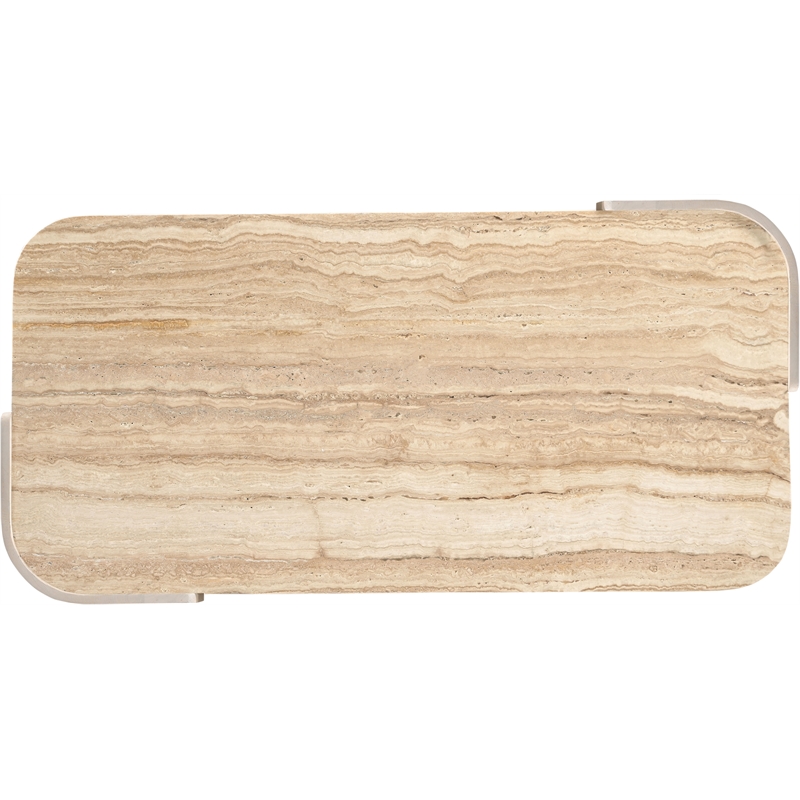 Meridian Furniture Calabria Beige Marble And Cream Oak Wood Coffee Table
