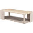 Meridian Furniture Calabria Beige Marble And Cream Oak Wood Coffee Table