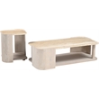 Meridian Furniture Calabria Beige Marble And Cream Oak Wood Coffee Table